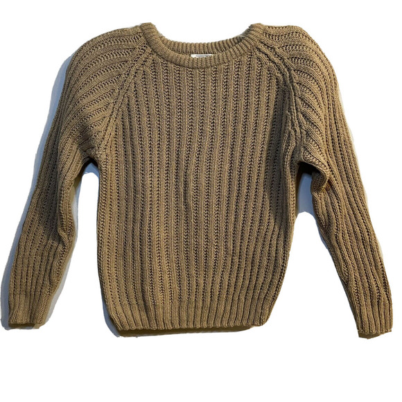Vintage Margules Medium Cable Knit Sweater Brown Crewneck 80s Cotton Ble… - Picture 1 of 6